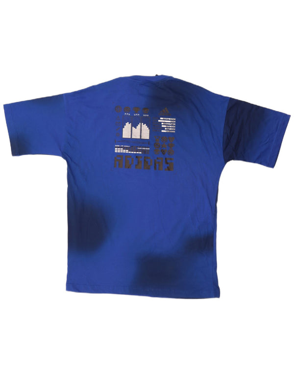 T-shirt grafica da ragazzo Adidas Top 13-14 anni in cotone tie dye blu