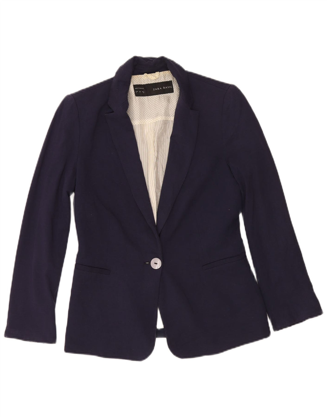 ZARA Womens 1 Button Blazer Jacket UK 10 Small Navy Blue