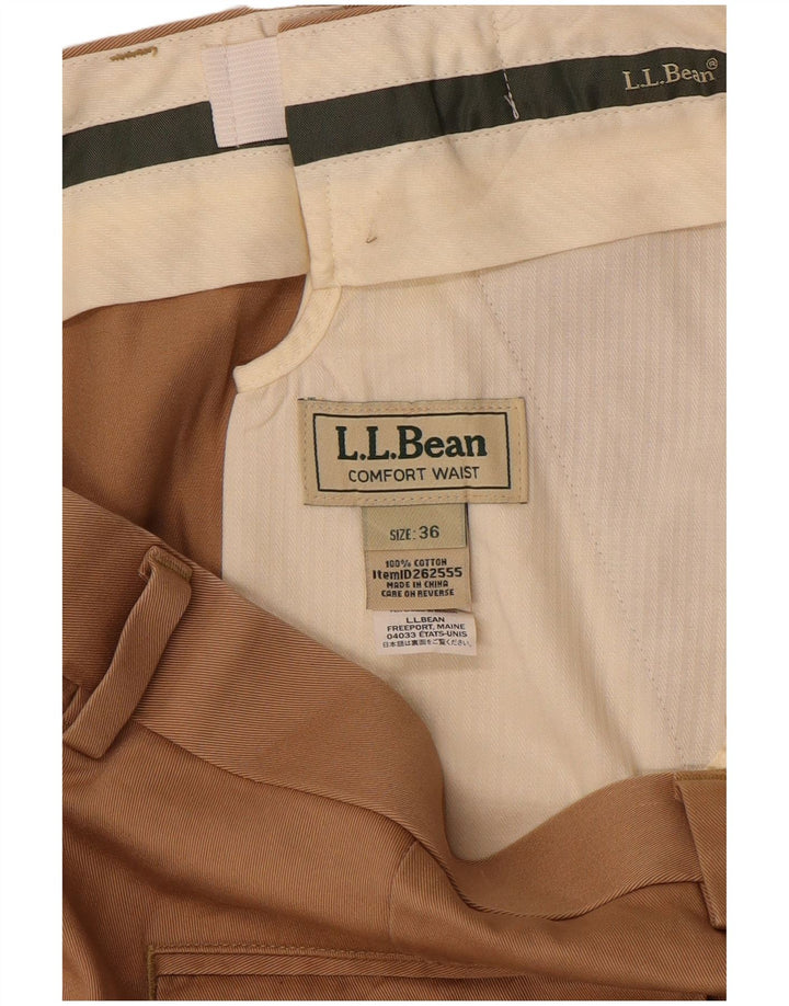 L.L.BEAN Pantaloni chino dritti da uomo vestibilità comoda W36 L31 Cotone beige