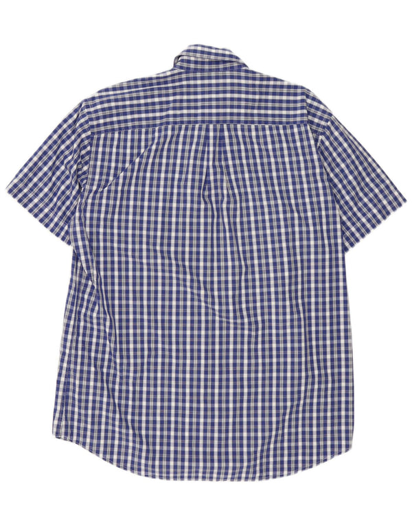 Camicia a maniche corte da uomo Lacoste taglia 40 in cotone a quadretti blu medio