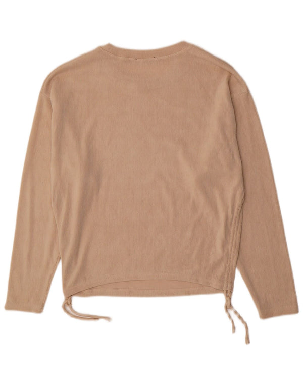 Maglione da donna Zara in velluto con scollo a barchetta UK 16 grande poliestere beige