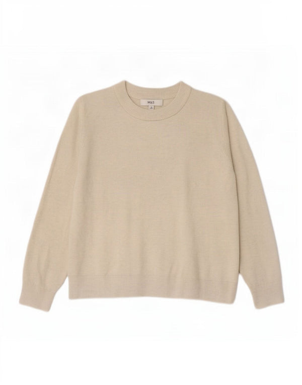 Marks & Spencer Womens Crew Neck Jumper Sweater UK 14 Medium Beige