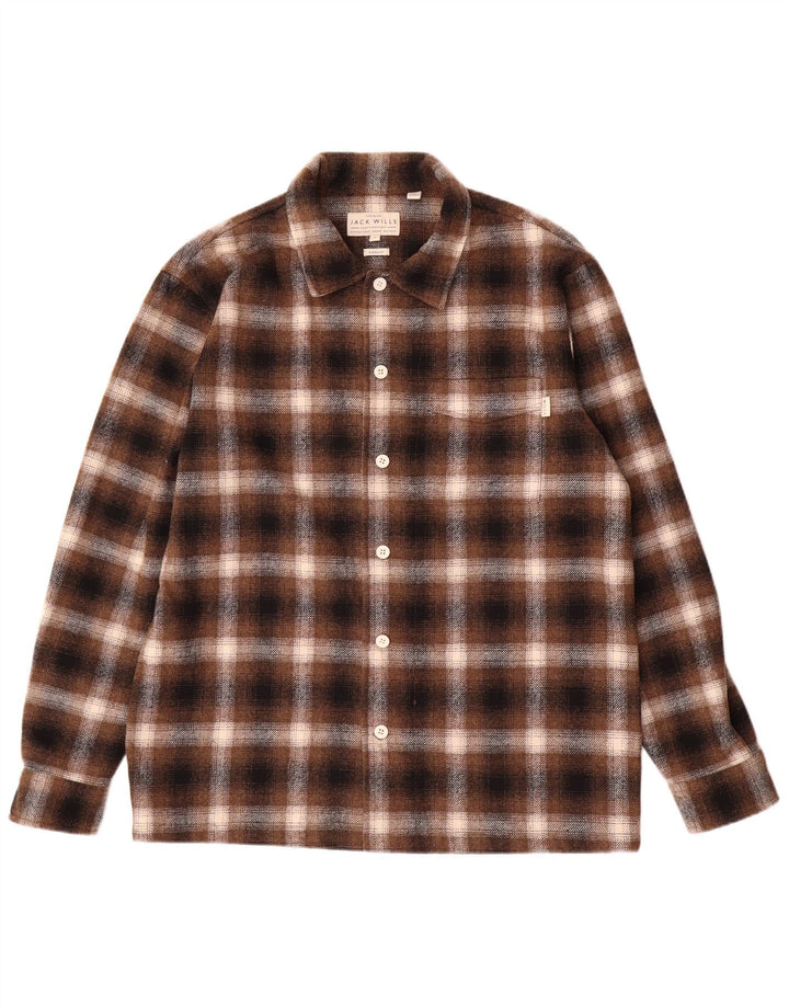 Jack Wills Mens Overshirt Camicia di flanella a quadri marrone medio