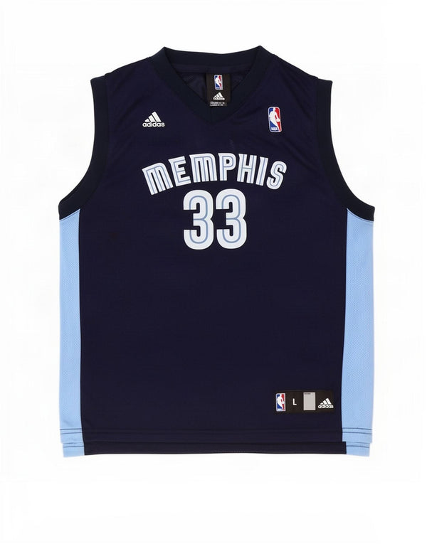 Canotta Adidas da ragazzo con grafica Memphis, 14-15 anni, grande, blu navy