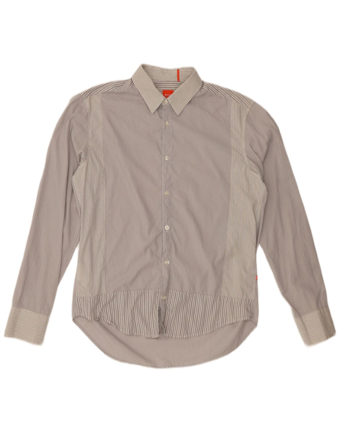 Camicia da uomo Hugo Boss in cotone a righe grigio medio