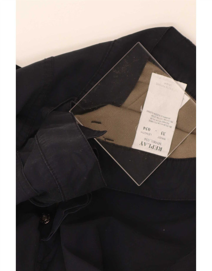 Pantaloni casual da uomo Replay Bootcut W33 L34 nylon blu navy