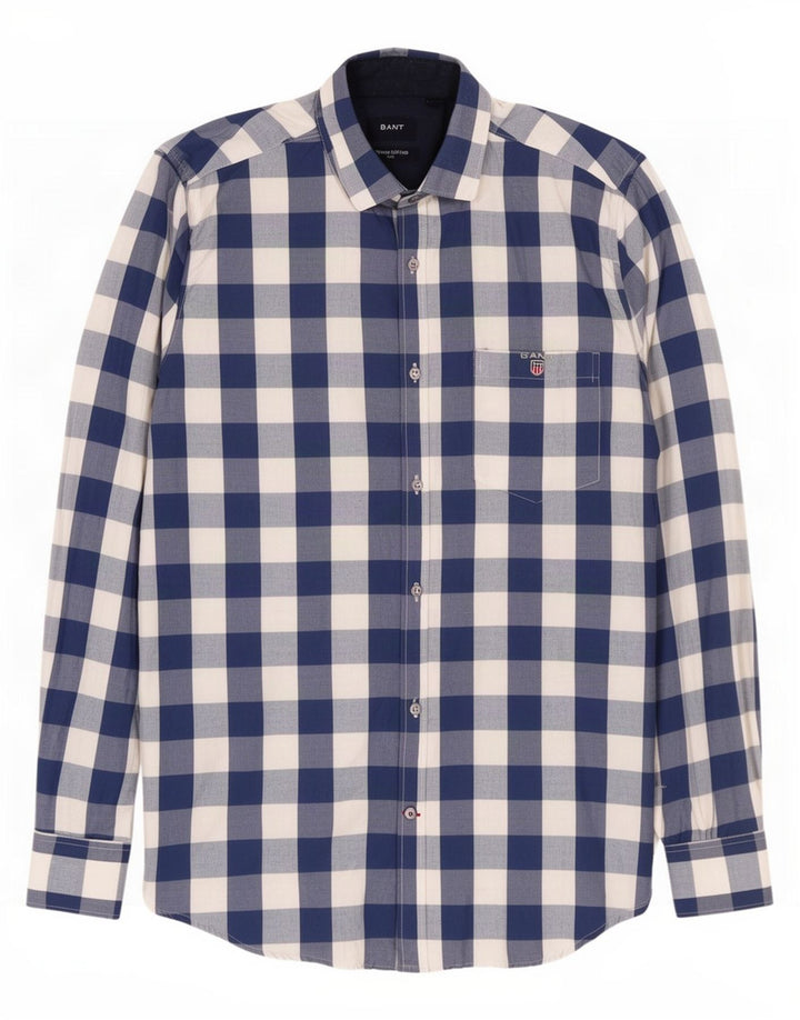 Camicia slim da uomo Gant piccola in cotone a quadretti blu