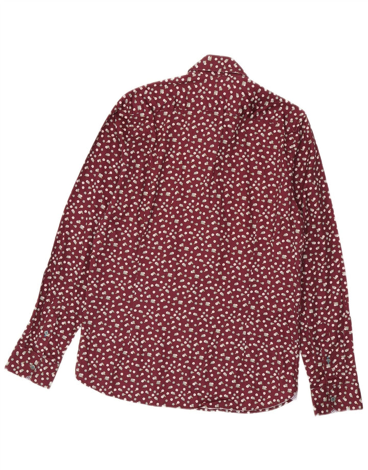 Camicia da uomo Ted Baker taglia 3 cotone floreale medio bordeaux