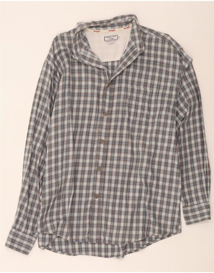 Camicia da uomo Wrangler grande in cotone a quadri grigi