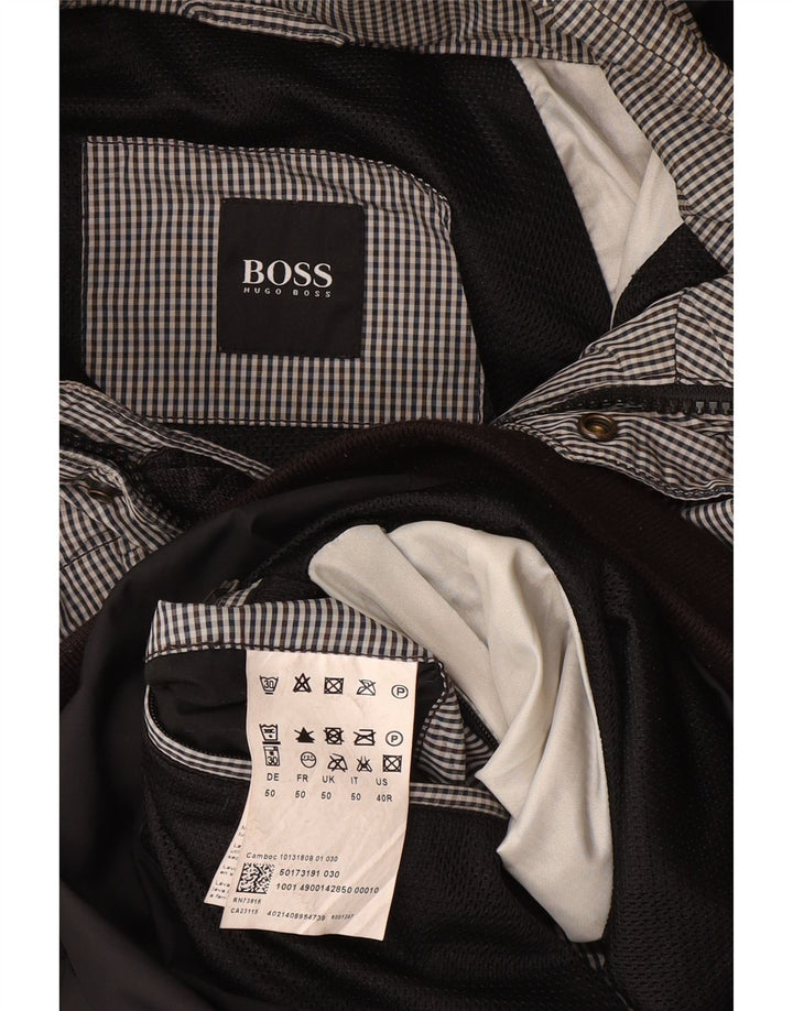 Giubbotto bomber con cappuccio da uomo Hugo Boss EU 50 grande poliestere a quadretti nero