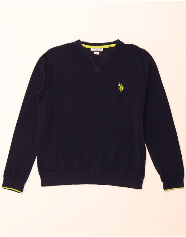 POLO ASSN. Felpa da uomo maglione piccolo in cotone blu navy