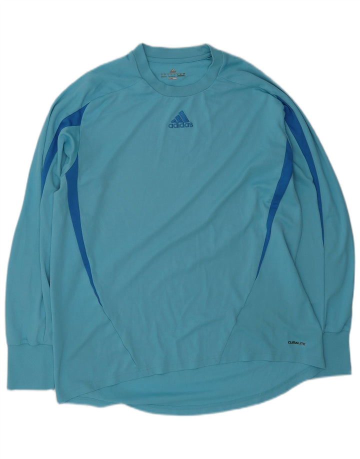 Adidas Uomo Climalite Top manica lunga grande blu Colourblock in poliestere