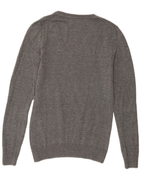 TOMMY HILFIGER Maglione da donna con scollo a V UK 6 XS Grigio Argyle/Diamante