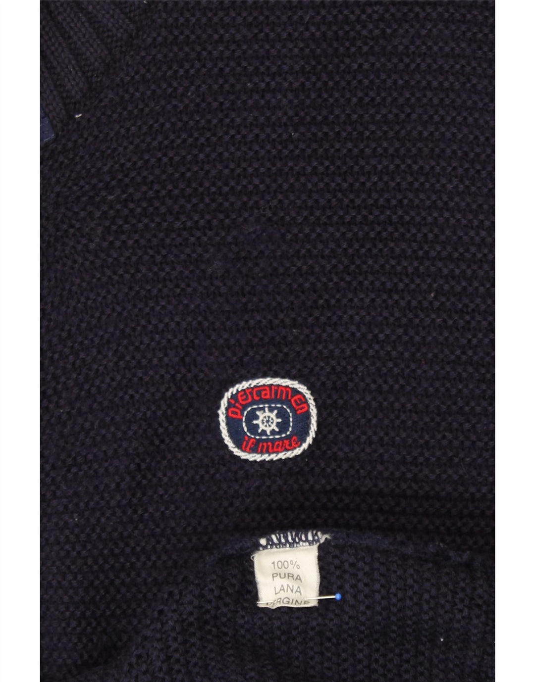 Maglione cardigan da uomo VINTAGE grande lana vergine blu navy