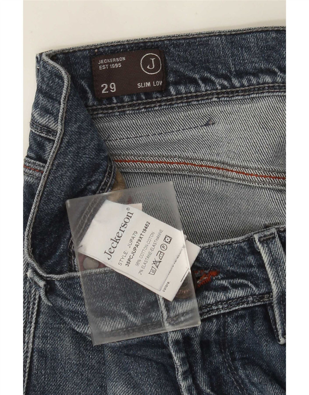 Jeans bassi slim invecchiati Jeckerson da donna W29 L31 cotone blu