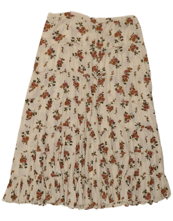 Gonna a strati a vita alta da donna vintage W36 XL floreale bianca