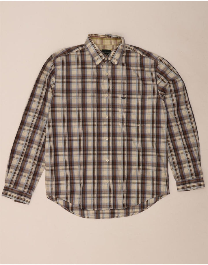 Camicia da uomo Dockers taglia 42/44 in cotone a quadri marroni grandi