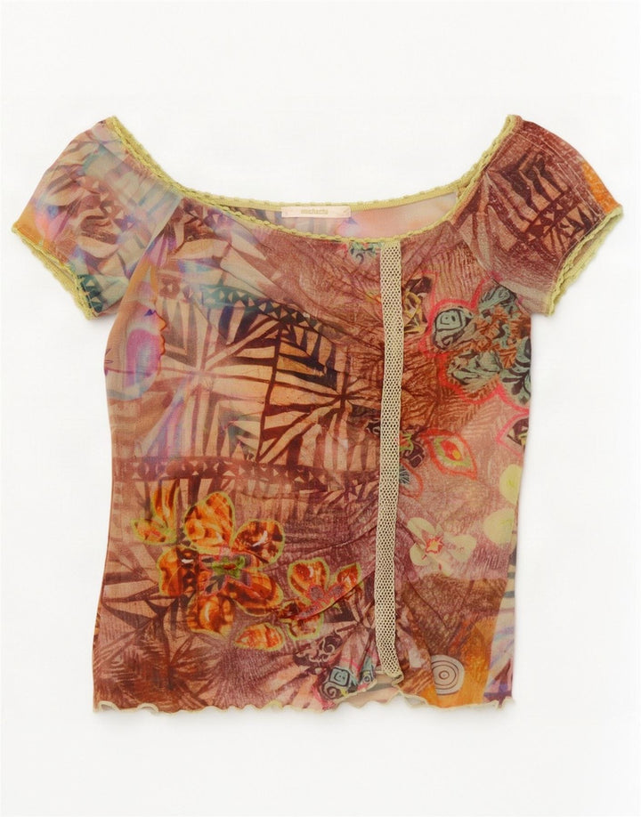 Muchacha Top da donna con spalle scoperte UK 12 Medio multicolore floreale