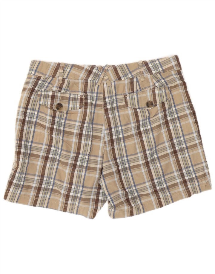 Pantaloncini chino da donna Lee US 12 grandi W34 cotone a quadri beige