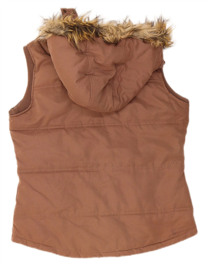 Gilet imbottito con cappuccio da donna Fat Face UK 12 Poliestere marrone medio