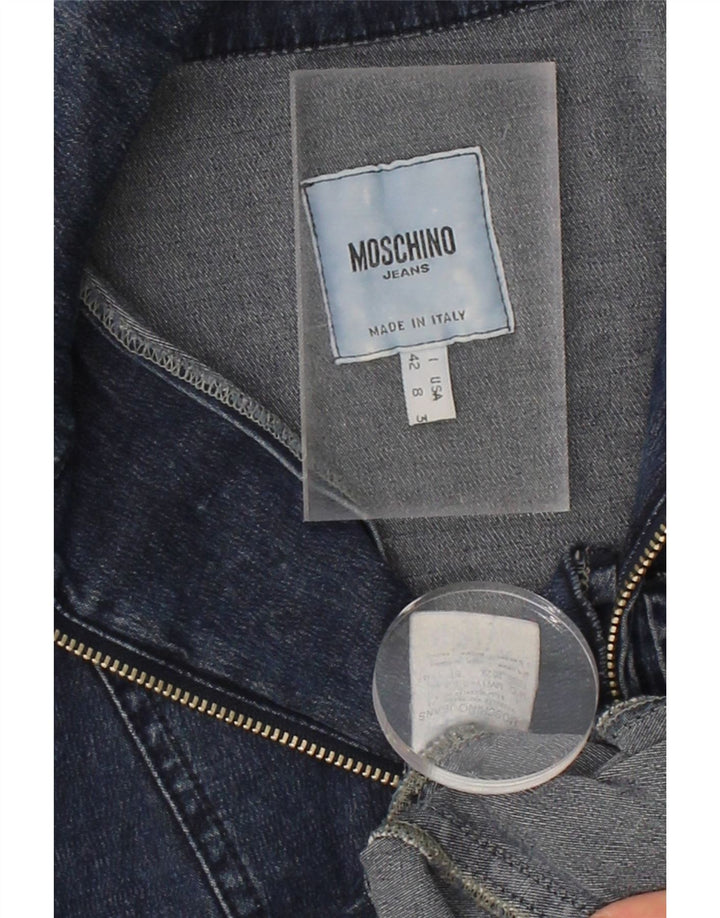 MOSCHINO Womens 3/4 Sleeve Denim Jacket IT 42 Medium Blue Cotton Vintage Moschino and Second-Hand Moschino from Messina Hembry 