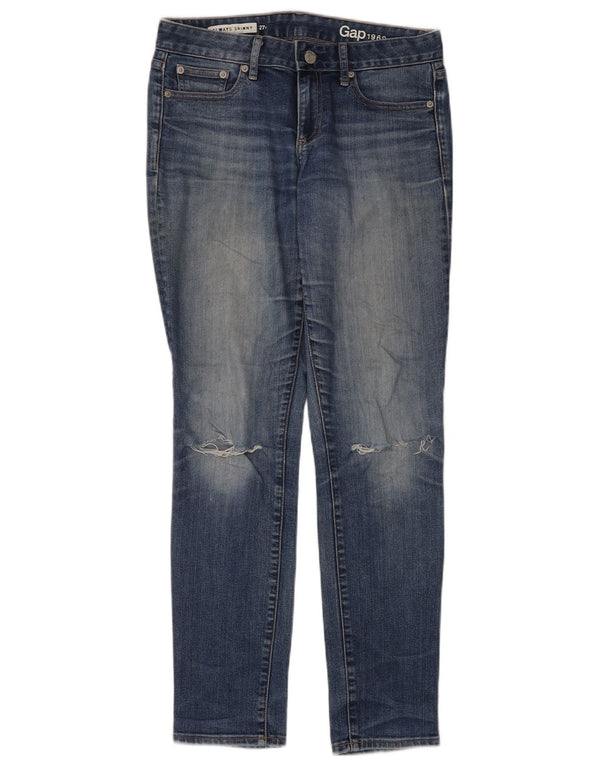 Jeans skinny regolari invecchiati Gap da donna W27 L32 cotone blu