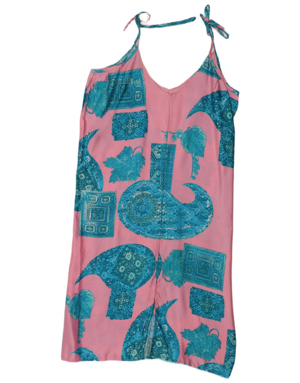 Abito sottoveste vintage da donna UK 12 colore cachemire rosa medio
