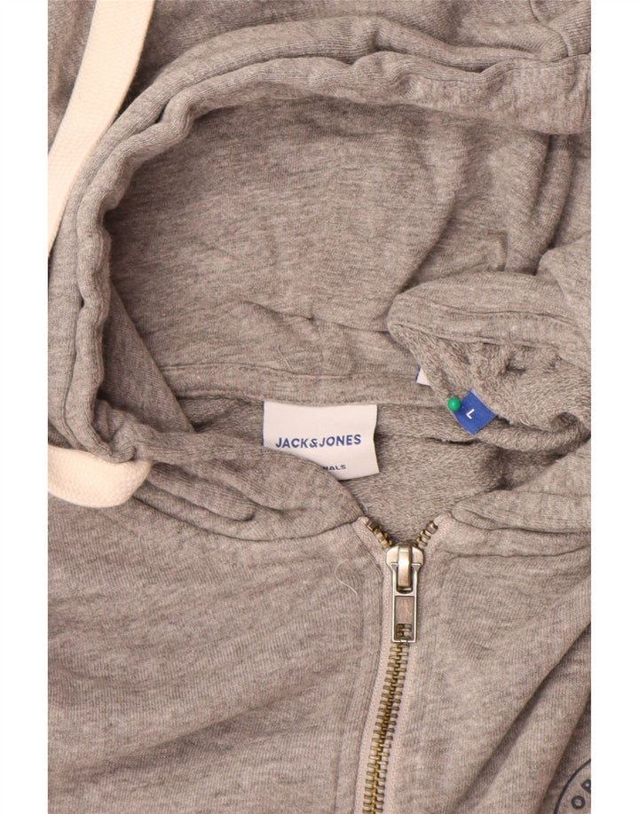 Maglione con cappuccio e zip da uomo Jack & Jones grande in cotone grigio