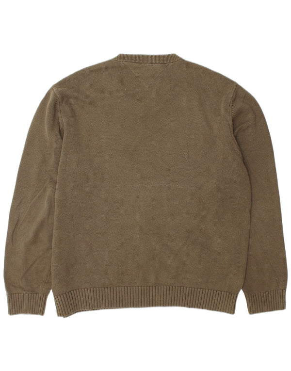 Maglione maglione con scollo a V da uomo Tommy Hilfiger XL cotone kaki