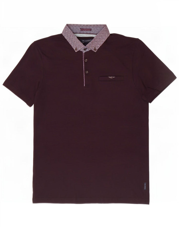 Polo da uomo Ted Baker taglia 4 grande in cotone maculato marrone