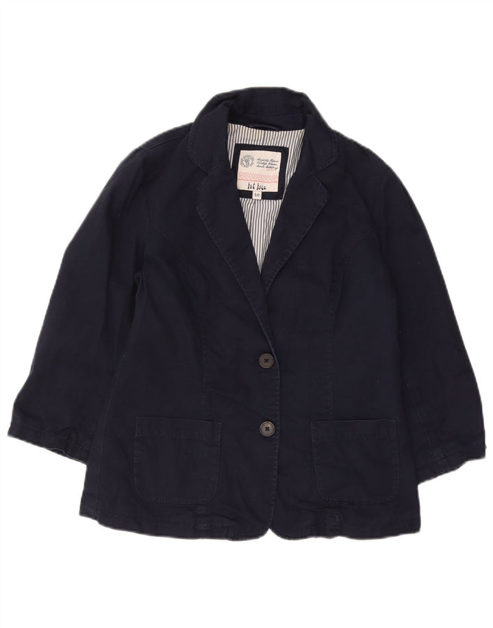 FAT FACE Giacca blazer da donna con maniche a 3/4 a 2 bottoni UK 10 piccola blu navy