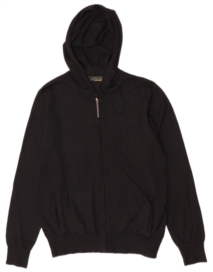 Maglione cardigan con cappuccio da uomo Zara grande acrilico nero