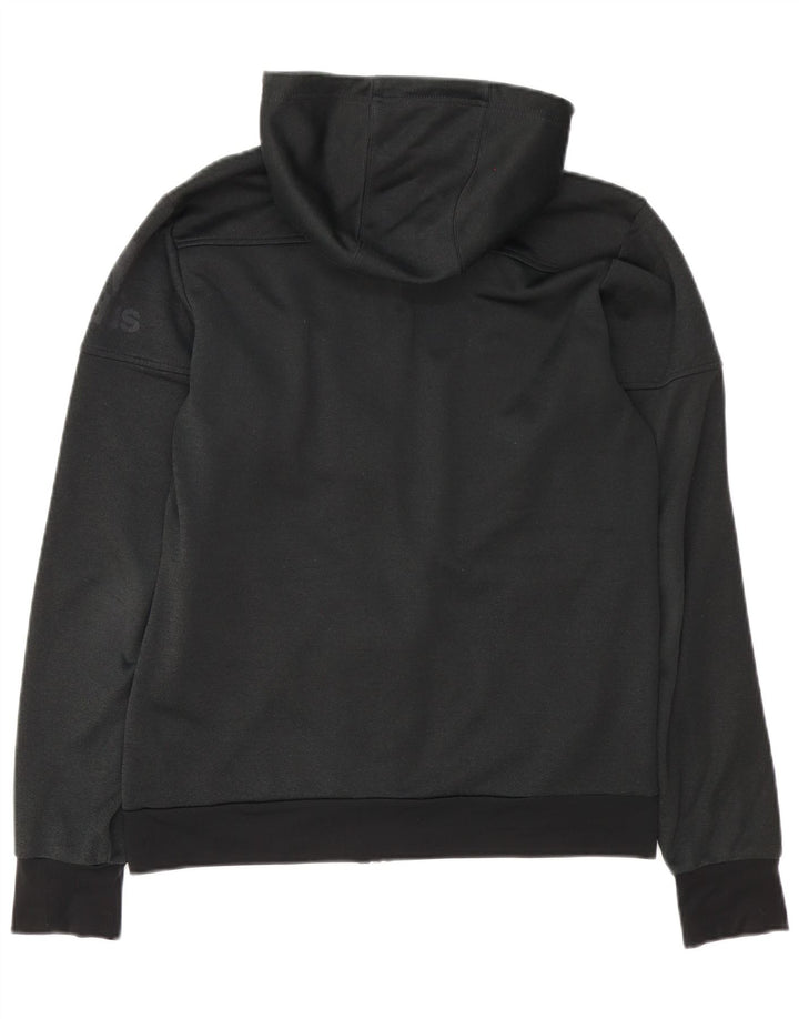 Maglione con cappuccio e zip Adidas da uomo in poliestere nero medio