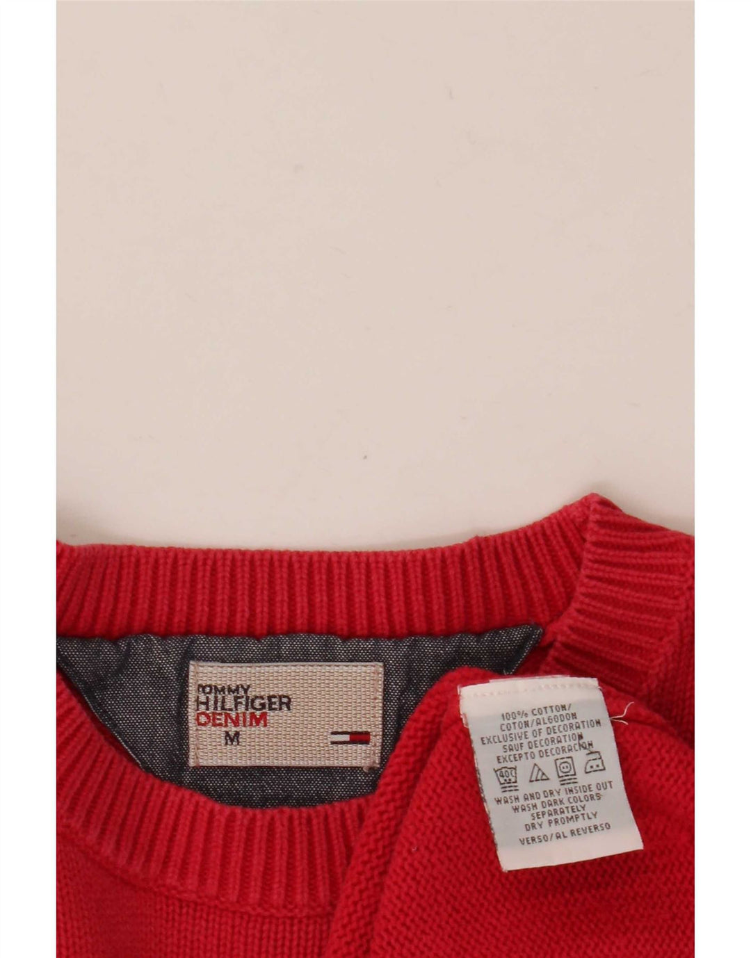 Maglione maglione girocollo da uomo Tommy Hilfiger in cotone rosso medio