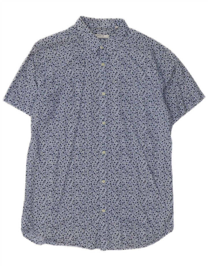 JACK & JONES Camicia da uomo a maniche corte grande in cotone floreale blu