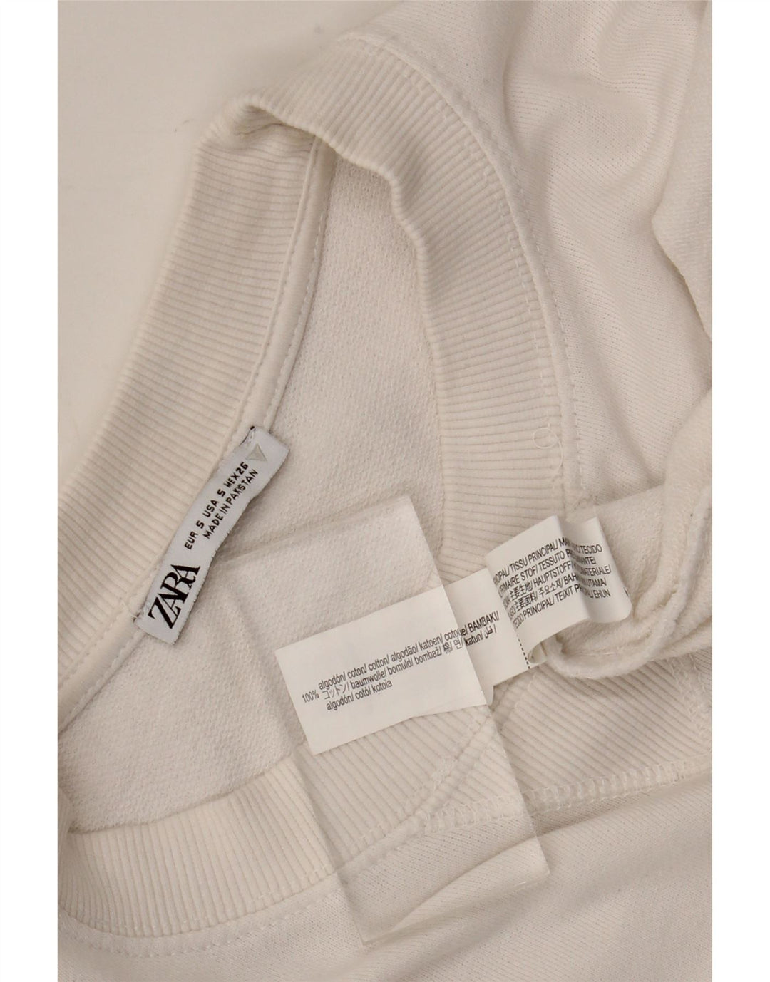 Felpa oversize da donna Zara UK 10 piccola in cotone bianco