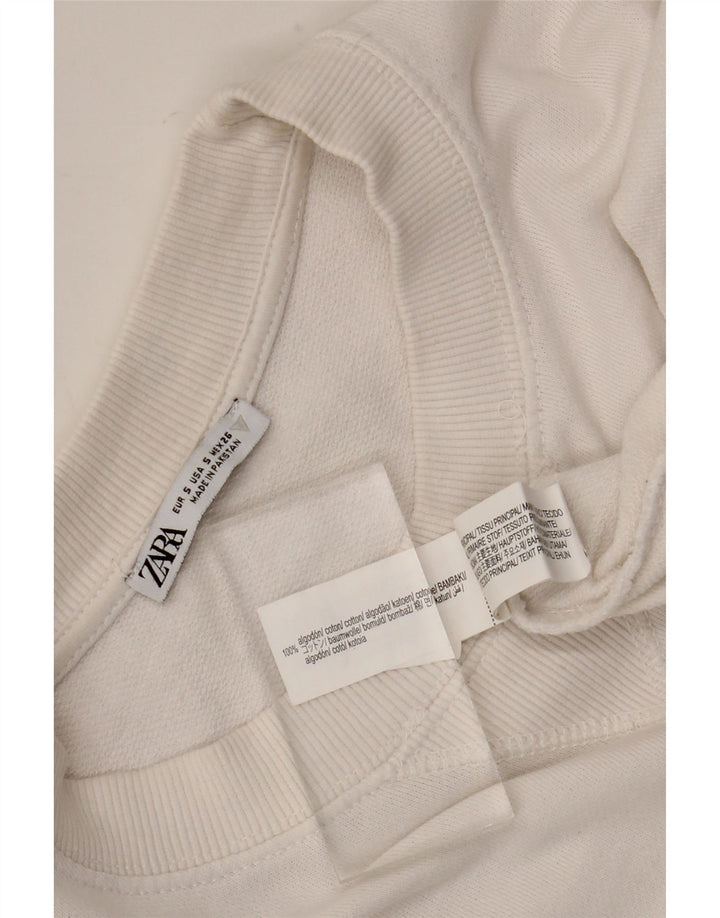 Felpa oversize da donna Zara UK 10 piccola in cotone bianco