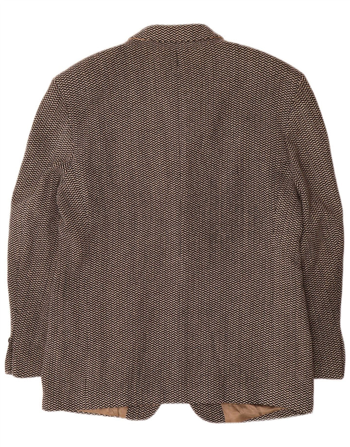 Giacca blazer da uomo a 3 bottoni Ferre IT 52 XL lana a spina di pesce marrone