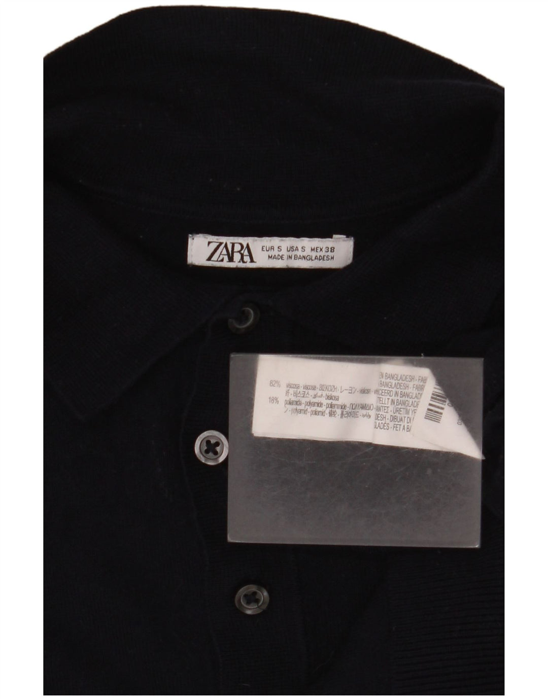 Polo Zara da uomo piccola in viscosa blu navy