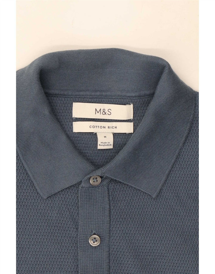 Polo da uomo Marks & Spencer in cotone blu medio