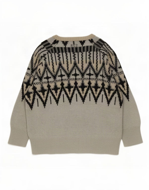 Maglione maglione con scollo a barca da donna Odd Molly UK 16 Large Grey Fair Isle