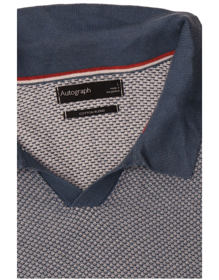 Marks & Spencer Maglione da uomo con collo a polo autografo grande blu