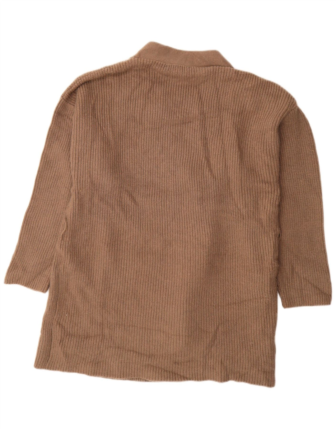 ZARA Maglione Cardigan Aperto Oversize da Donna con Linea Lunga UK 14 Marrone Medio