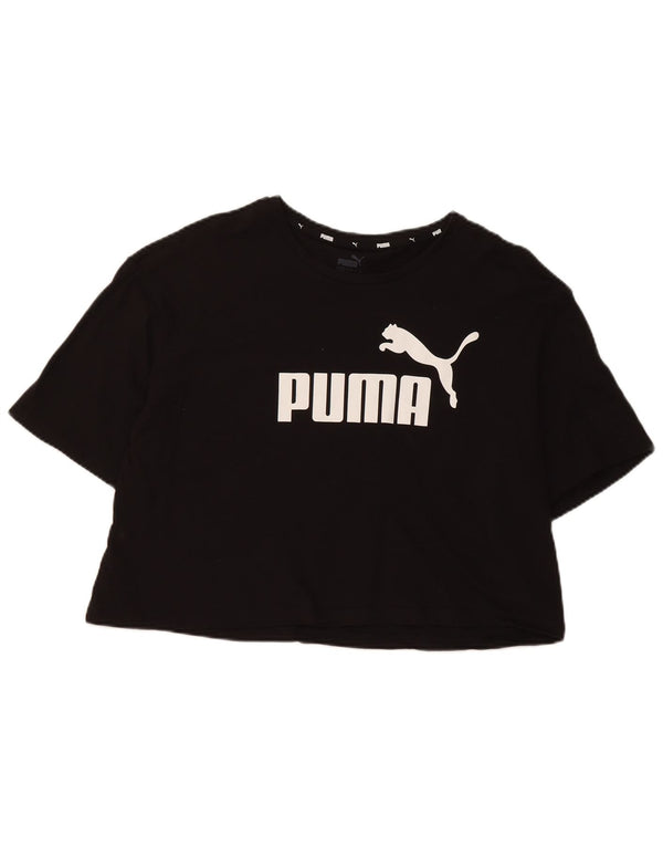T-shirt grafica corta da donna Puma UK 16 grande cotone nero