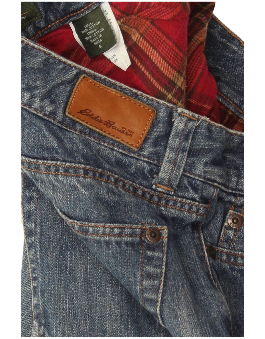 Jeans dritti da donna EDDIE BAUER US 6 medio W30 L30 cotone blu