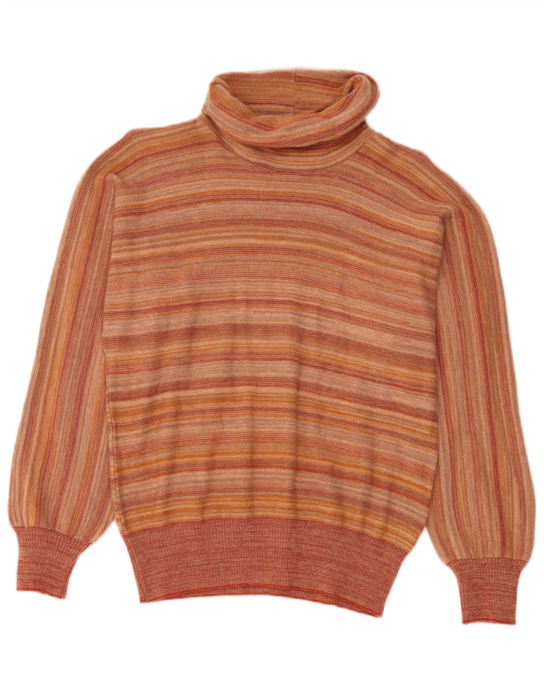 Maglione maglione vintage da donna con collo alto IT 44 a righe arancioni medie