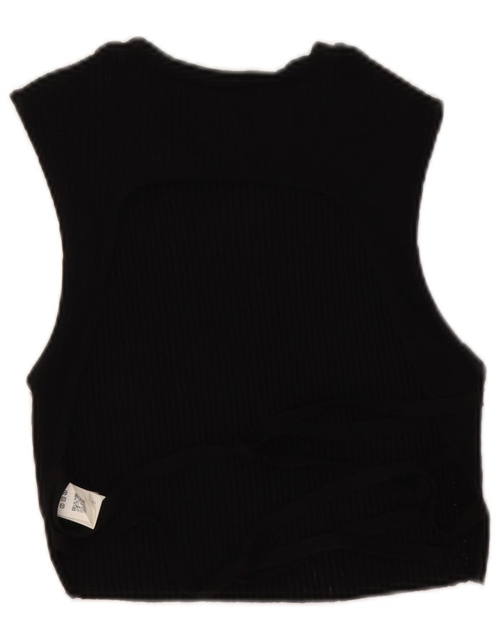 Top corto senza maniche da donna Zara UK 12 cotone nero medio