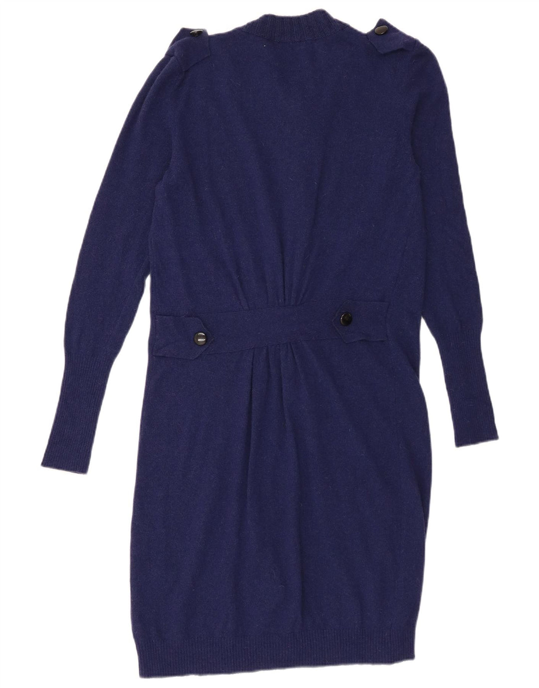 Maglione cardigan lungo da donna vintage IT 44 lana blu navy media