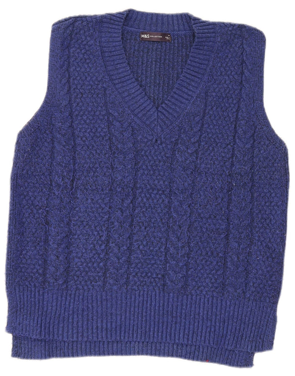 Canotta da donna Marks & Spencer vestibilità rilassata UK 14 blu medio chiazzato