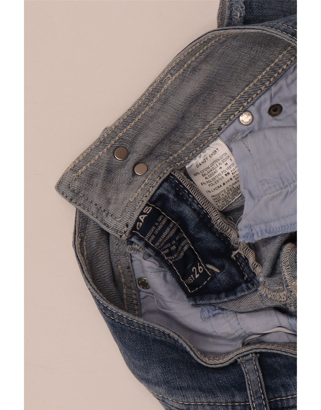 Pantaloncini di jeans GUESS da donna W26 piccoli in cotone blu